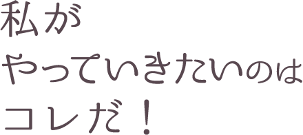 私がやっていきたいのはコレだ！